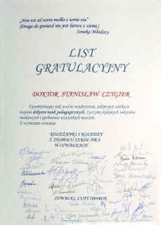 list gratulacyjny od koleanek i kolegw